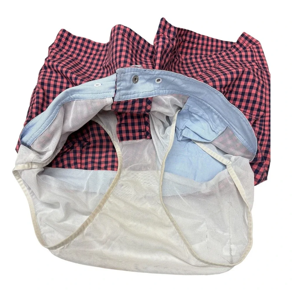 Bonobos Gingham Swim Trunks Pink Navy Check Board Shorts‎ Preppy Summer Beach 32